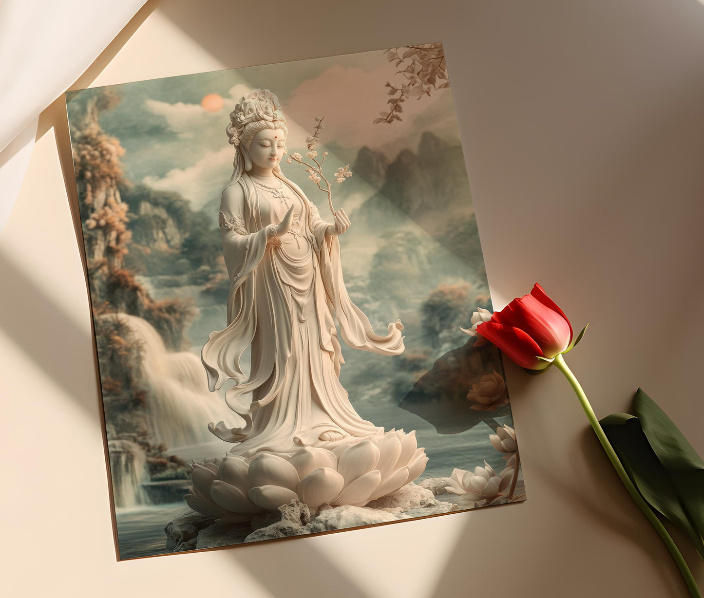 Affiche Guanyin – Illustration de la déesse chinoise pour méditation