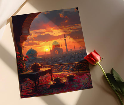 Affiche Illustrée de Mashhad – Vue du Sanctuaire Imam Reza