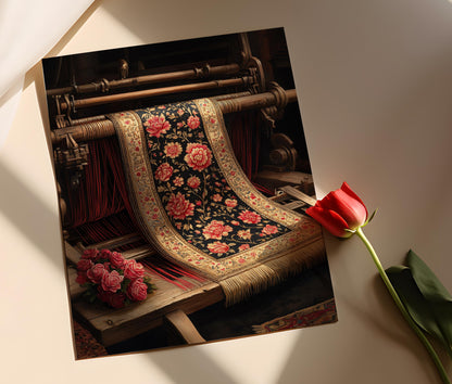 Affiche en Soie Banarasi Indienne – Poster Floral et Paisley Décoratif