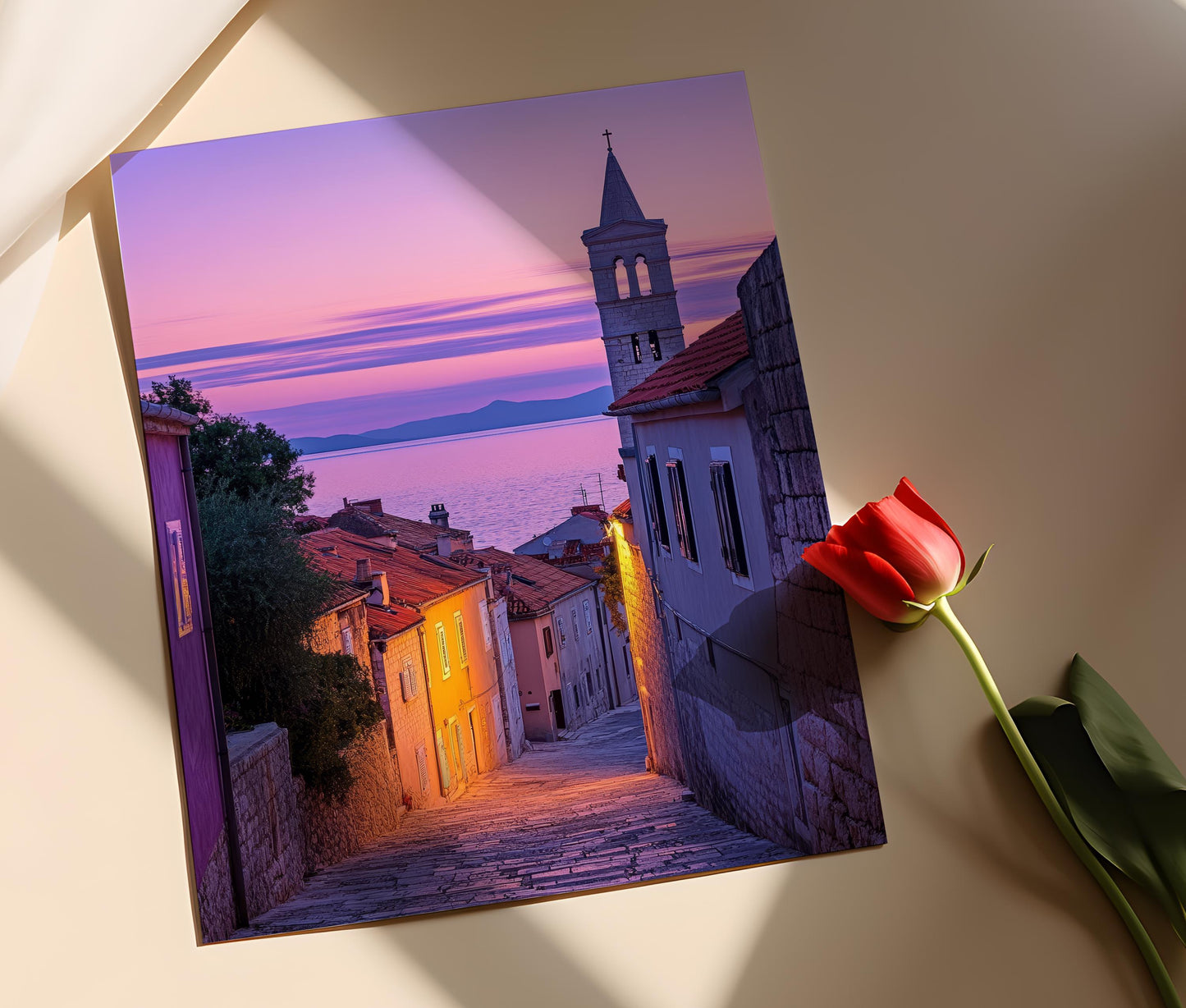 Affiche Zadar – Poster Église St. Donat et coucher de soleil adriatique