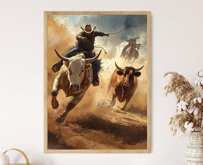 Affiche Rodeo Arizona – Illustration Western Cowboy en Art Print