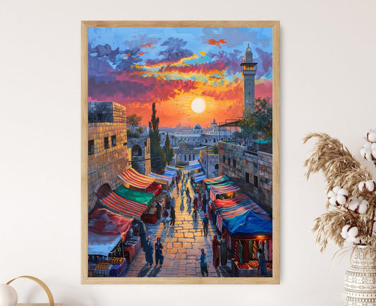 Affiche Marché de Jérusalem – Peinture Illustrative Historique pour Salon