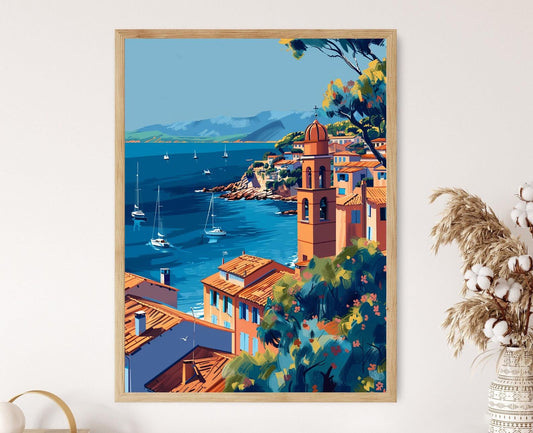 Affiche Saint-Tropez – Poster Scène Côtière de la Côte d'Azur
