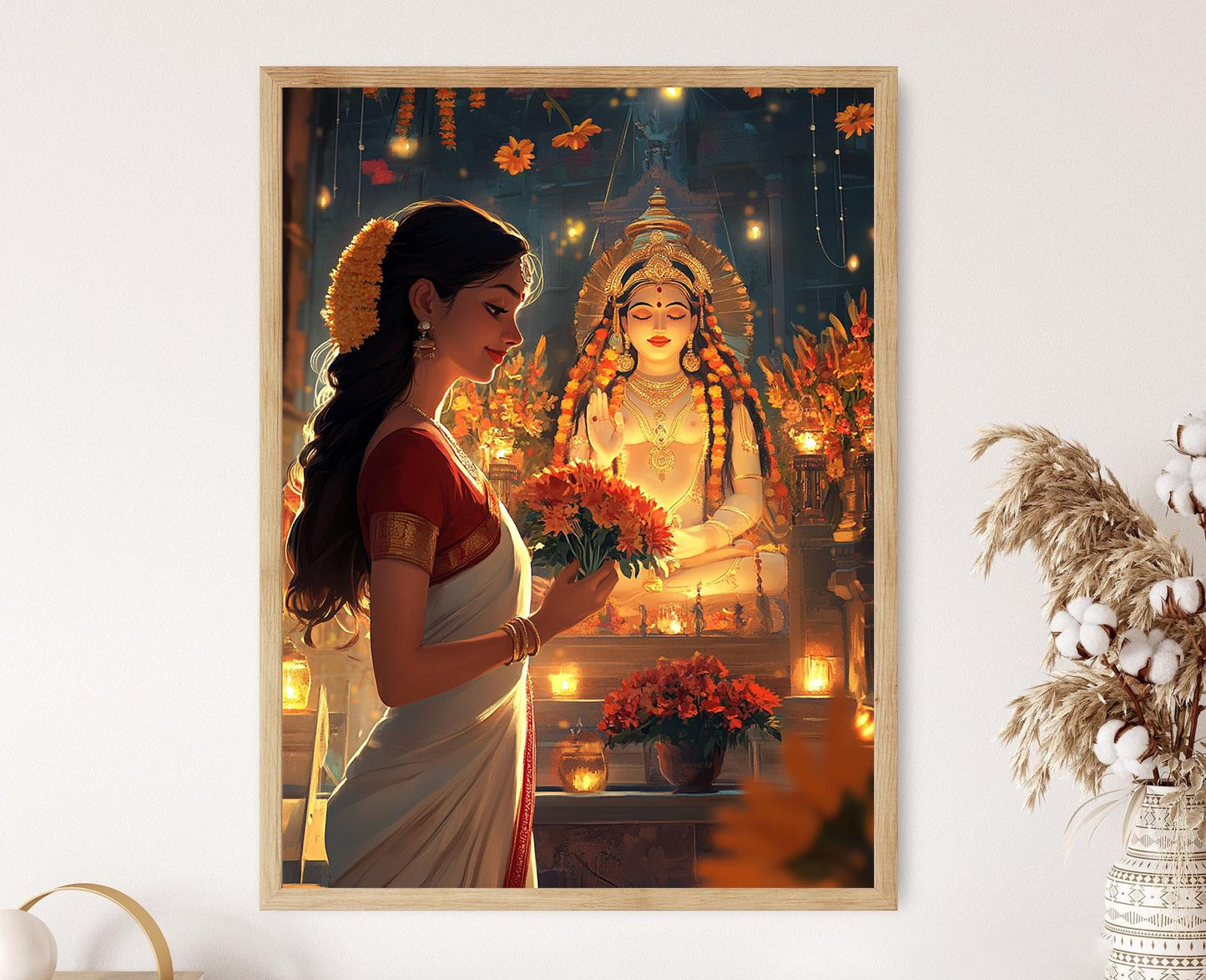 Affiche Femme Bengali à Durga Puja – Poster Décor Culturel Festif