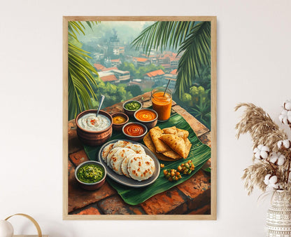 Affiche Petit Déjeuner Sud-Indien – Art de Bangalore en Terrasse