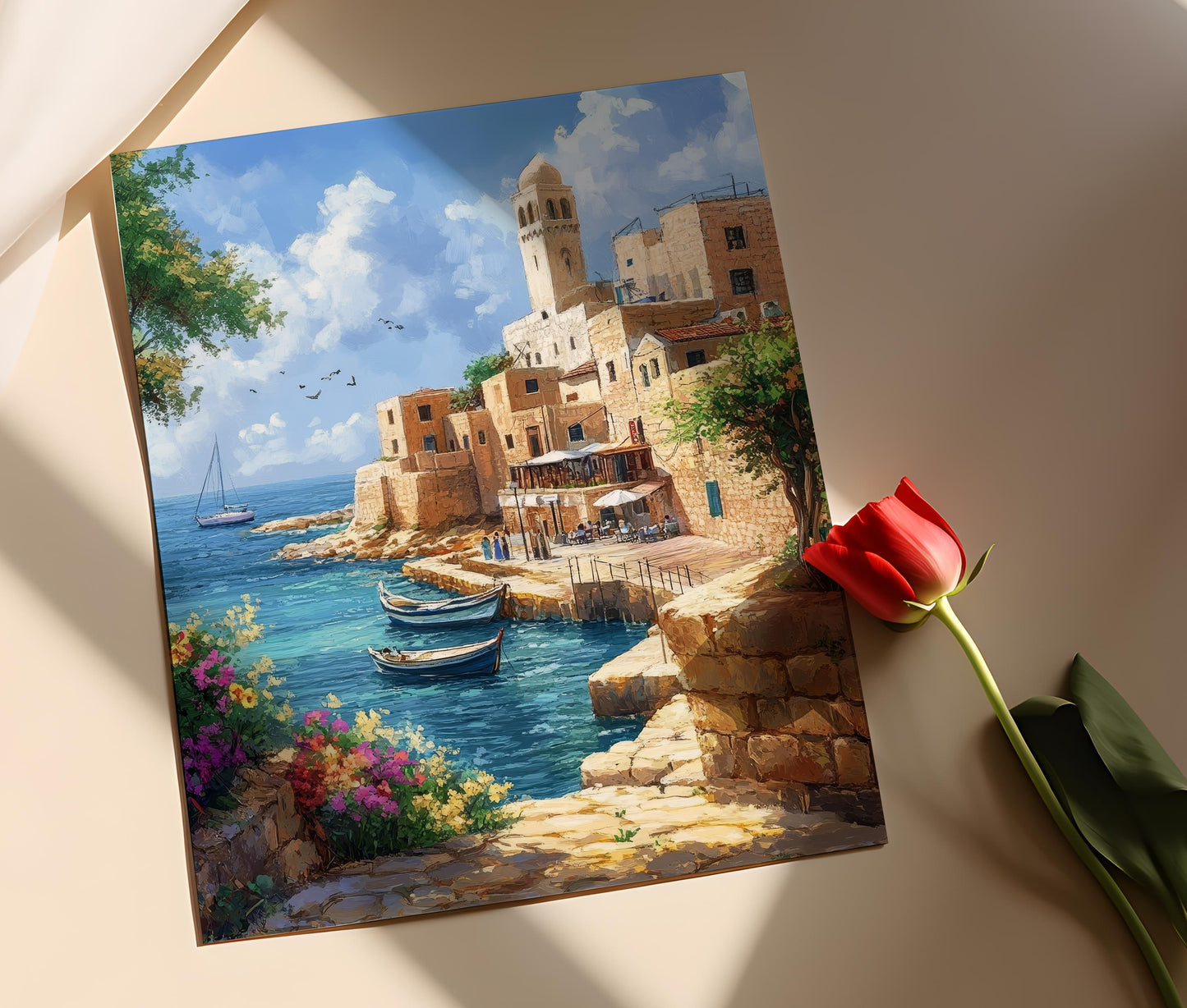 Affiche Village de Pêche Jaffa – Poster Charme Côtier Palestinien