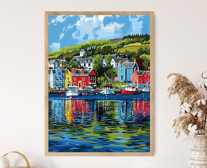 Affiche Tobermory – Poster Vue du port coloré d'Écosse