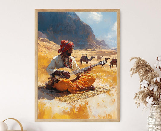 Affiche Sarangi Indien – Art de Musicien Traditionnel dans le Désert
