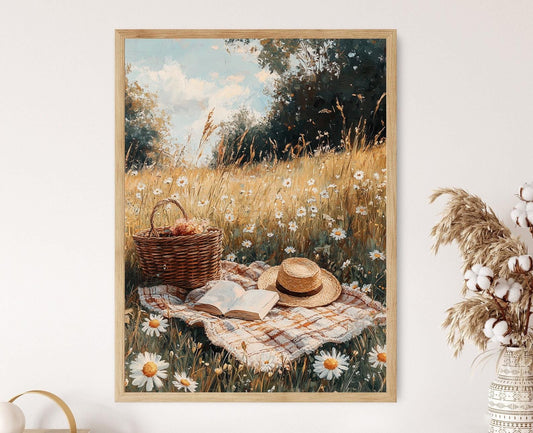 Affiche Champ de Fleurs Sauvages – Toile de Pique-Nique Cottagecore