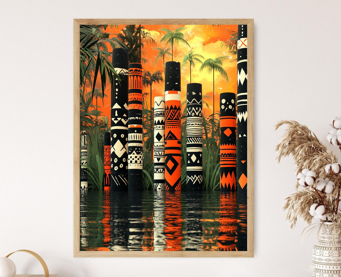 Affiche Tiwi Poles – Poster Art Aborigène Traditionnel Australien