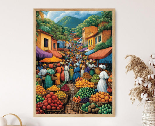 Affiche Marché Eswatini – Poster Illustration de Fruits Africains