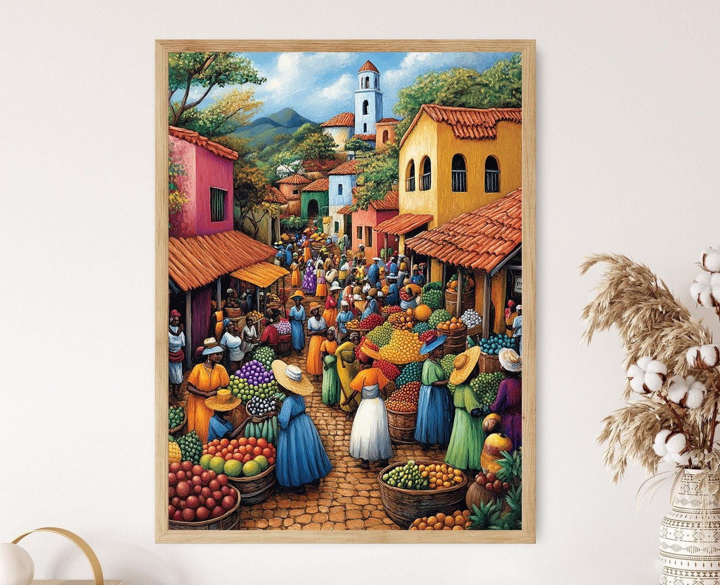 Affiche Marché Botswana – Poster Illustration Colorée de Fruits Africains