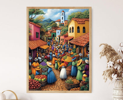 Affiche Marché Botswana – Poster Illustration Colorée de Fruits Africains