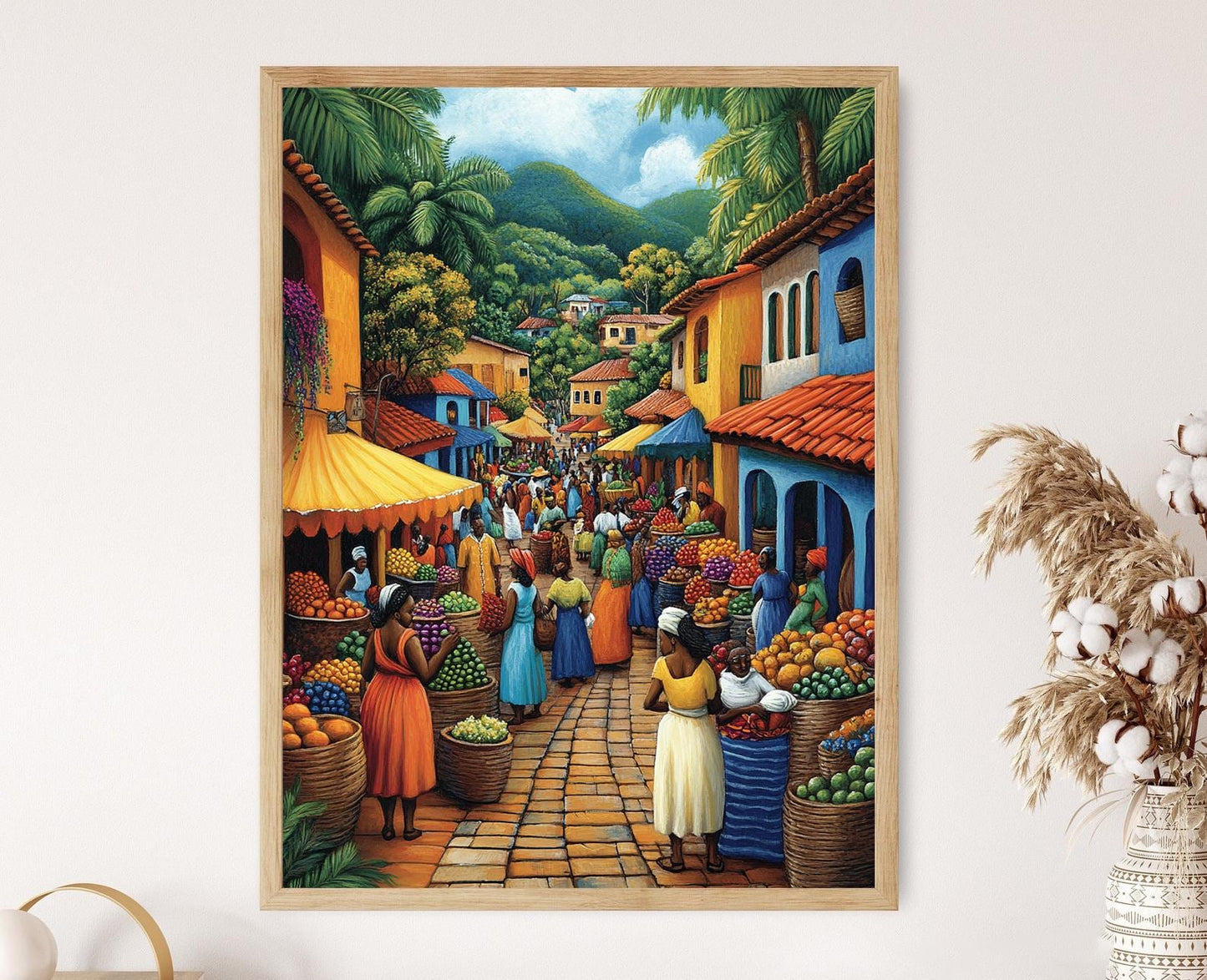 Affiche Marché de Djibouti – Poster Art Mural Coloré des Fruits Africains