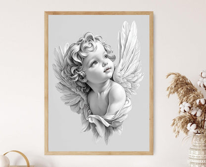 Affiche Céleste – Imprimé d'Art d'Ange Élégant, Décor Baroque
