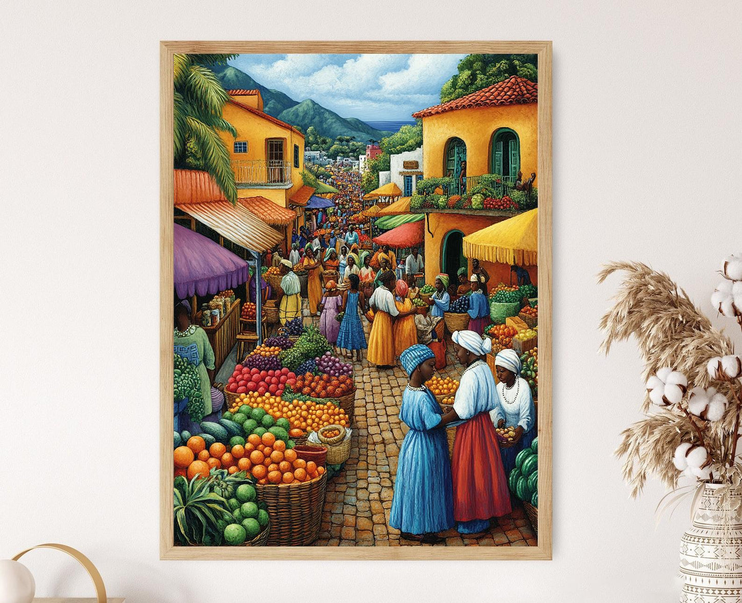 Affiche Marché Gabonais – Poster Illustratif de Fruits Africains Colorés