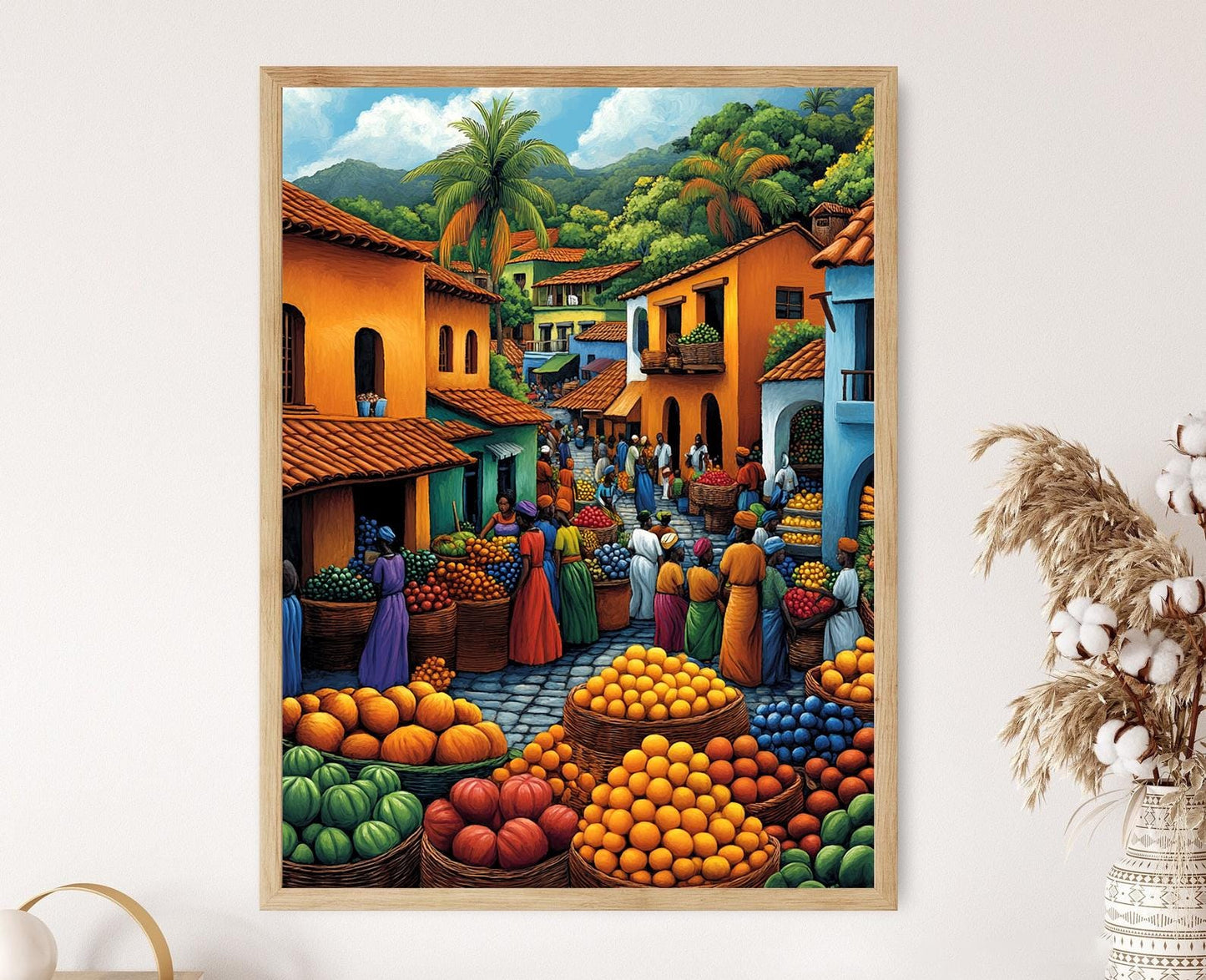Affiche Marché Érythréen – Poster Illustration Colorée de Fruits Africains