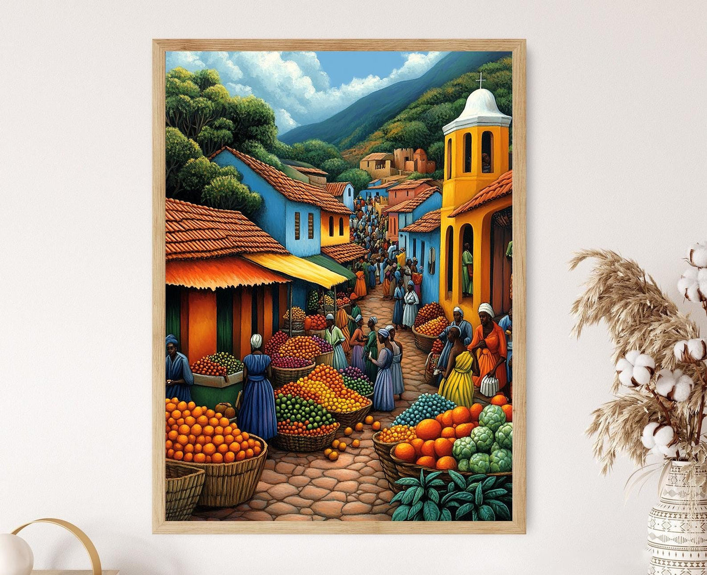 Affiche Marché Lesotho – Poster Illustration Colorée de Fruits Africains