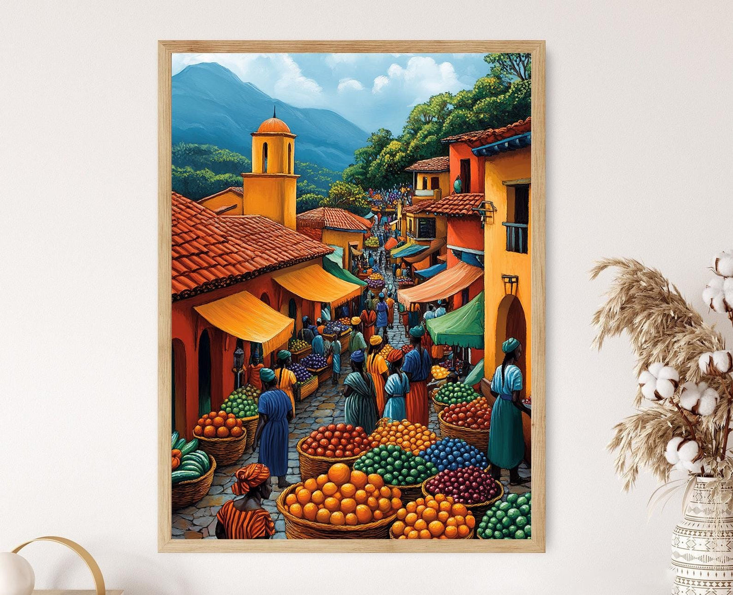 Affiche Marché de Maurice – Poster Art Mural Coloré des Fruits Africains