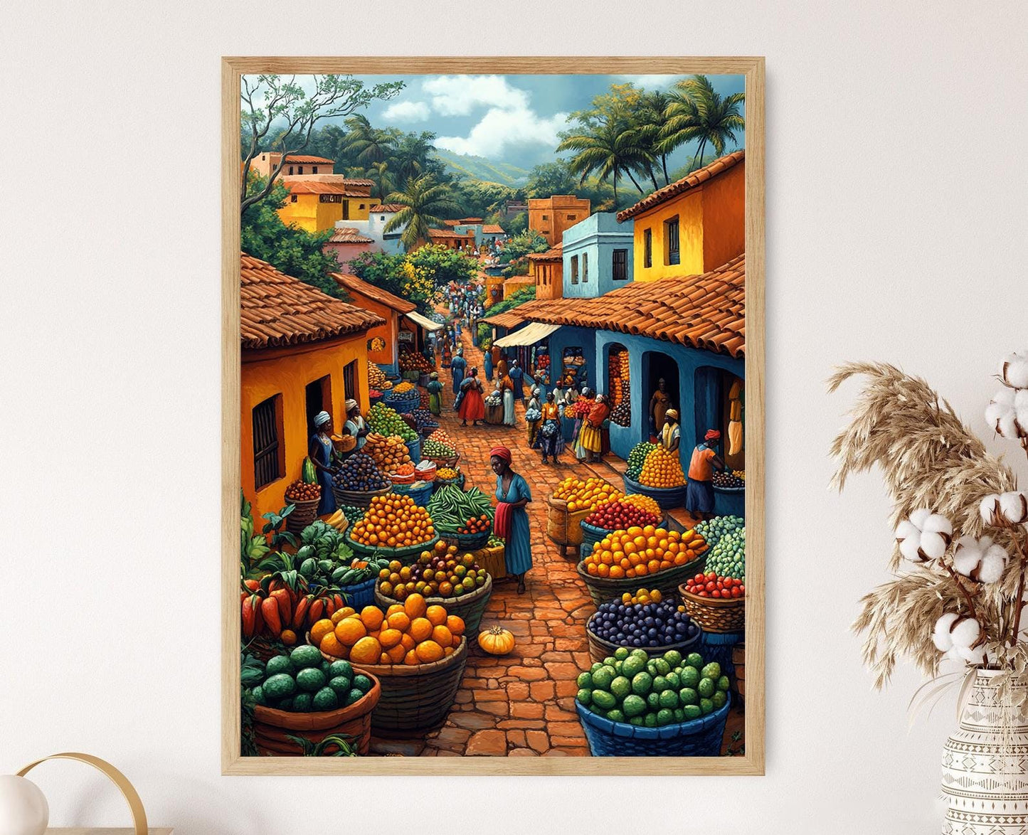 Affiche Marché Mozambicain – Poster Illustré de Fruits Colorés