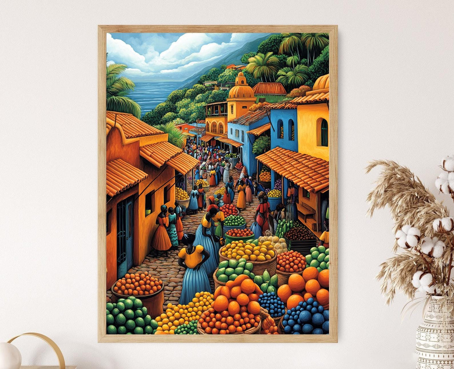Affiche Marché de Tanzanie – Poster Illustration Colorée de Fruits Africains