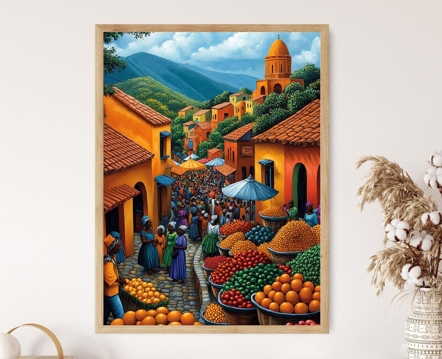 Affiche Togo – Illustration colorée du marché africain des fruits