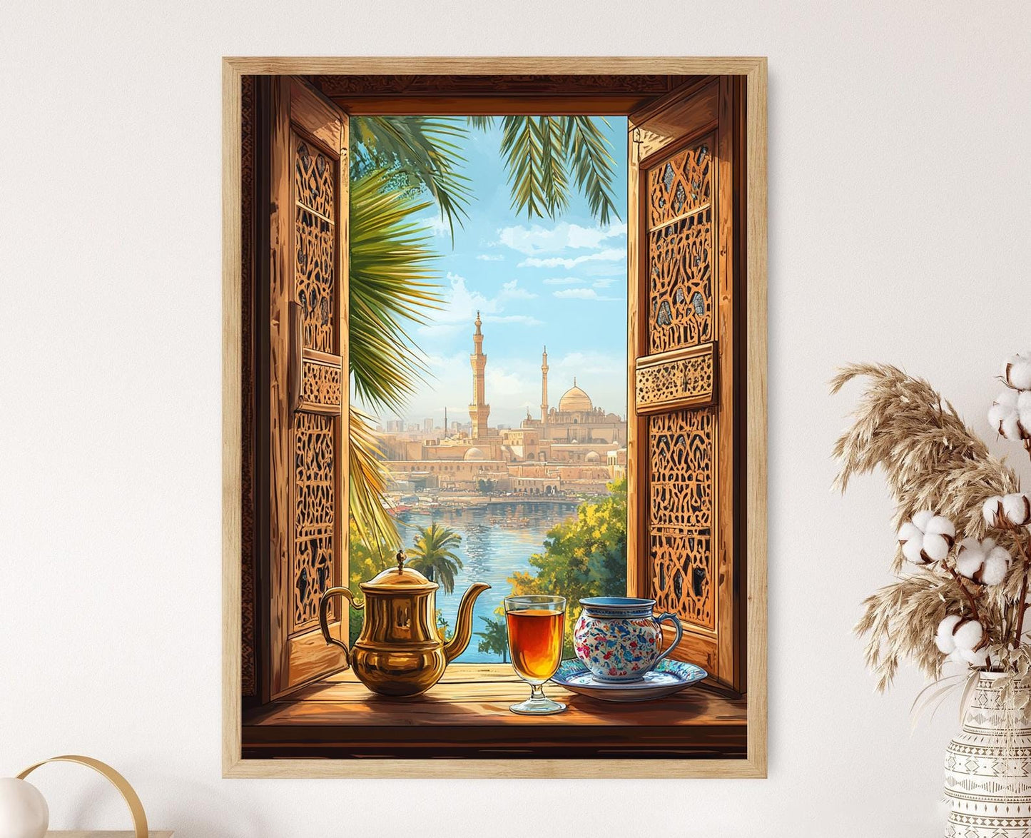 Affiche Cairo – Poster Illustration de Fenêtre Égyptienne avec Citadelle
