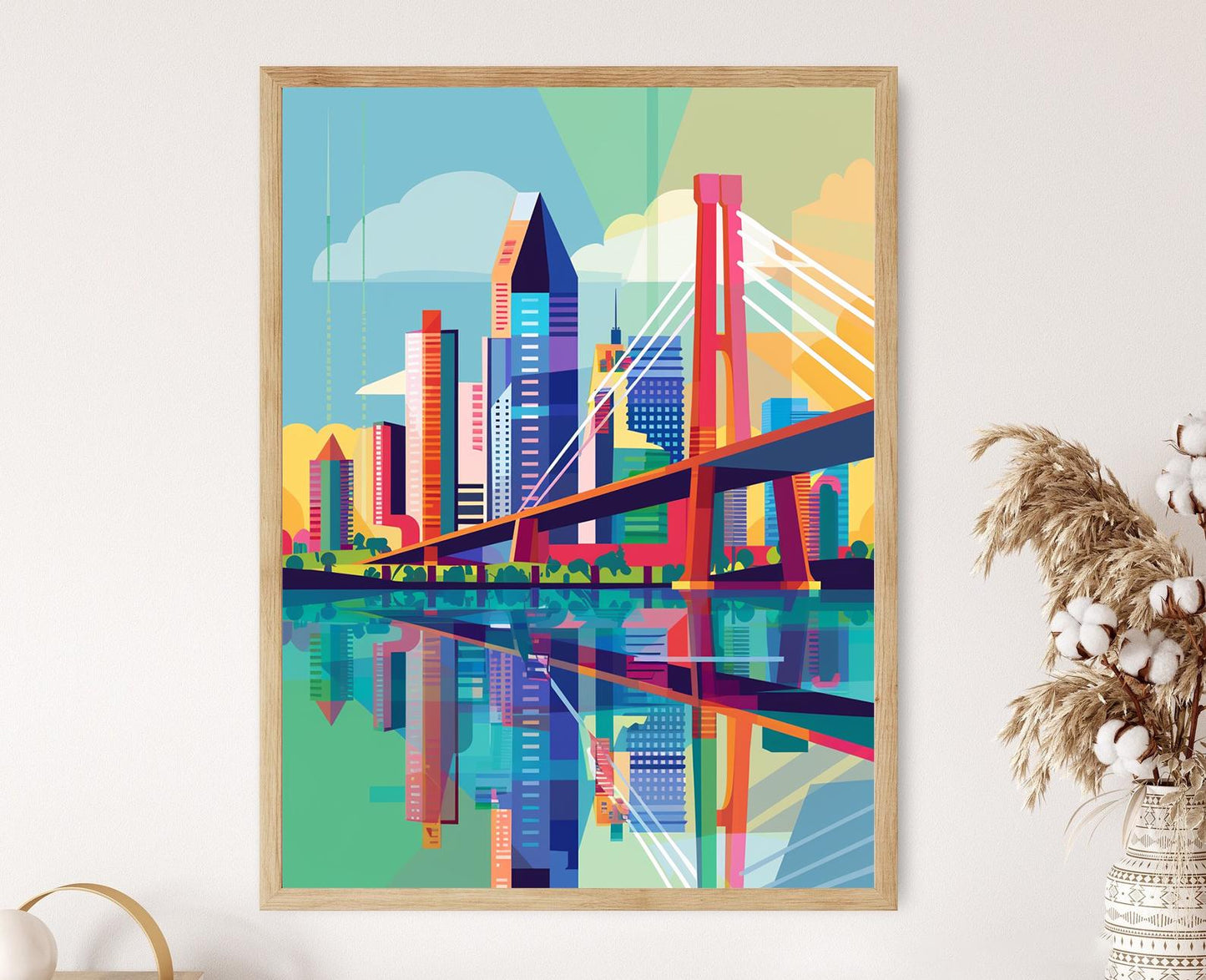 Affiche Ciudad del Este – Imprimé moderne du Pont de l'Amitié