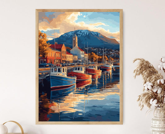 Affiche du Lever de Soleil à Hobart – Poster Décoratif du Port de Tasmanie