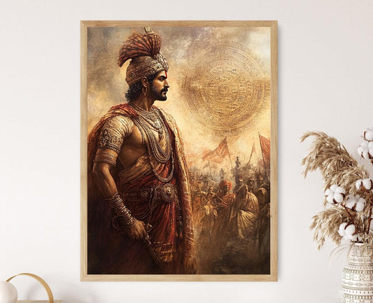 Affiche Empire Maurya – Art d'Ashoka en tenue royale traditionnelle