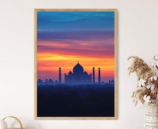 Affiche Taj Mahal – Poster Silhouette au coucher de soleil à Agra