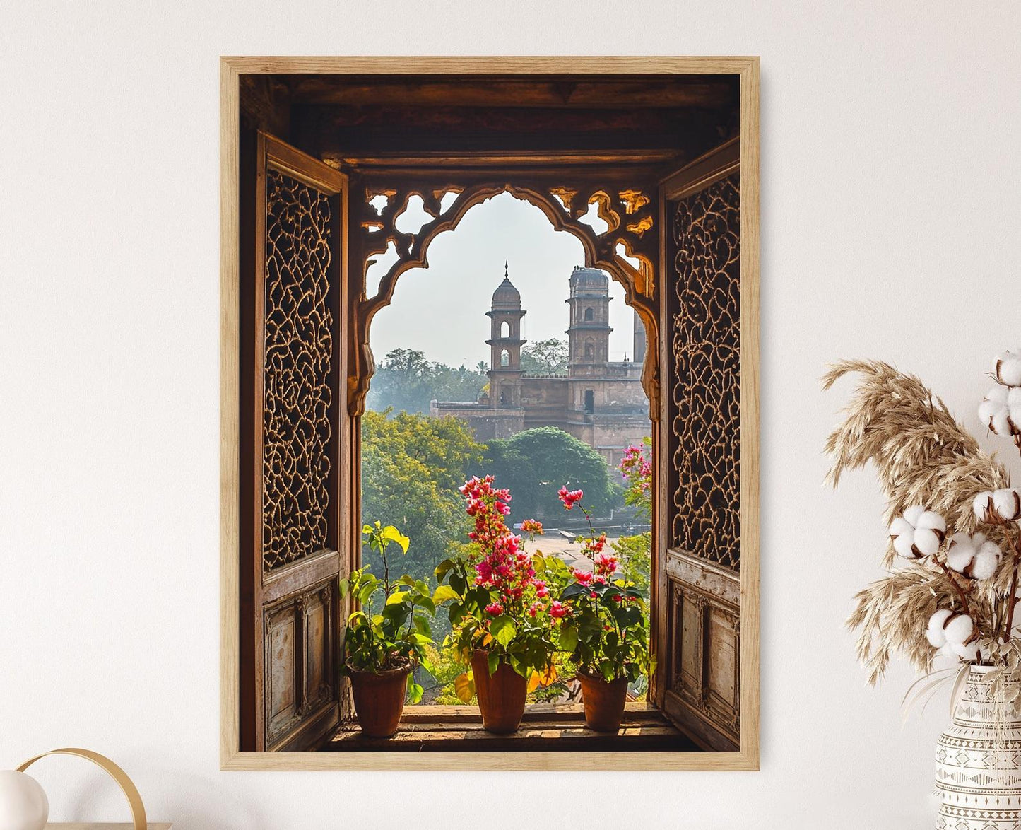 Affiche Lucknow – Poster Art de Bara Imambara et Fenêtres en Treillis