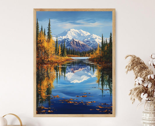 Affiche Reflet de Denali – Poster Paysage d'Automne en Alaska