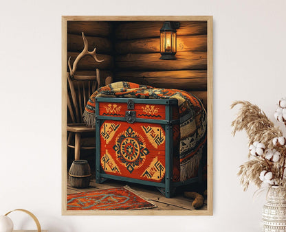 Affiche Sami – Poster Illustration du Coffre en Bois Nordique