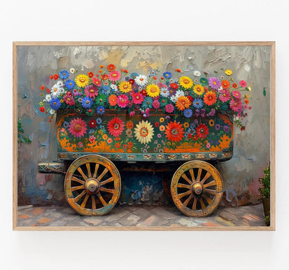 Affiche Chariot en Bois Sarchí – Art mural costaricain élégant