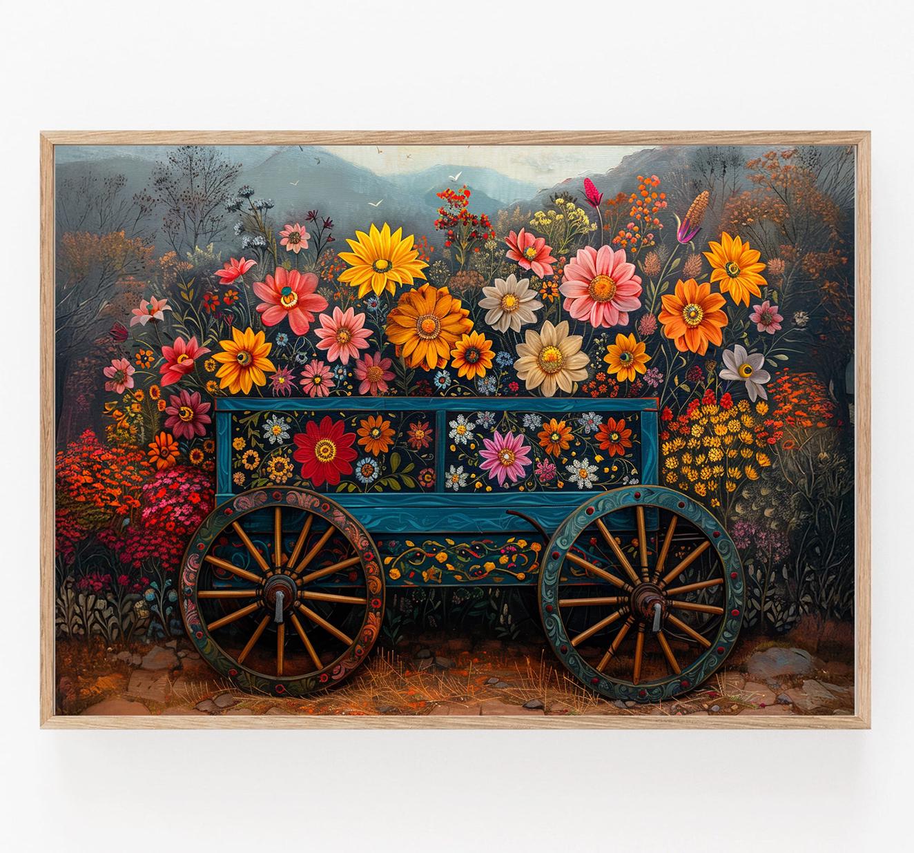 Affiche Sarchí – Poster Art floral costaricien en couleur