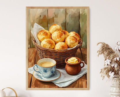 Affiche Brésilienne – Art Print Pão de Queijo, Café & Beurre
