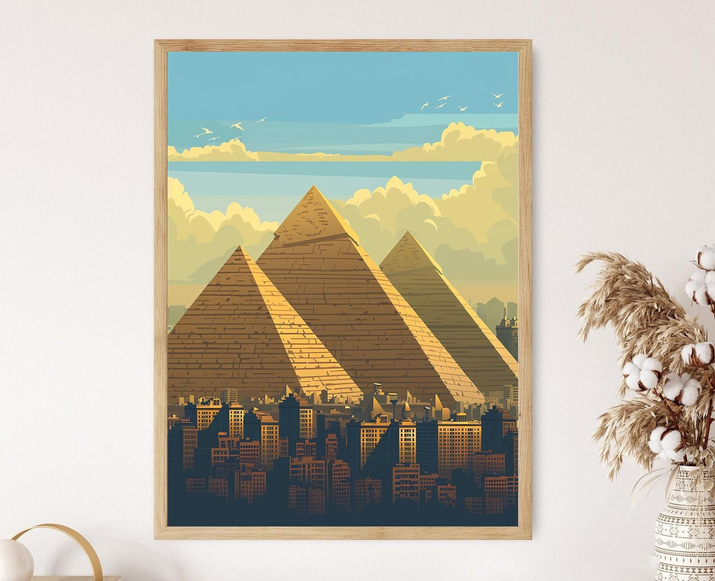 Affiche Pyramides de Gizeh – Poster Paysage Égyptien Iconique avec Le Caire