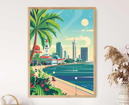 Affiche Jeddah Corniche – Poster Art de la Mer Rouge et Mosquée Al Rahma