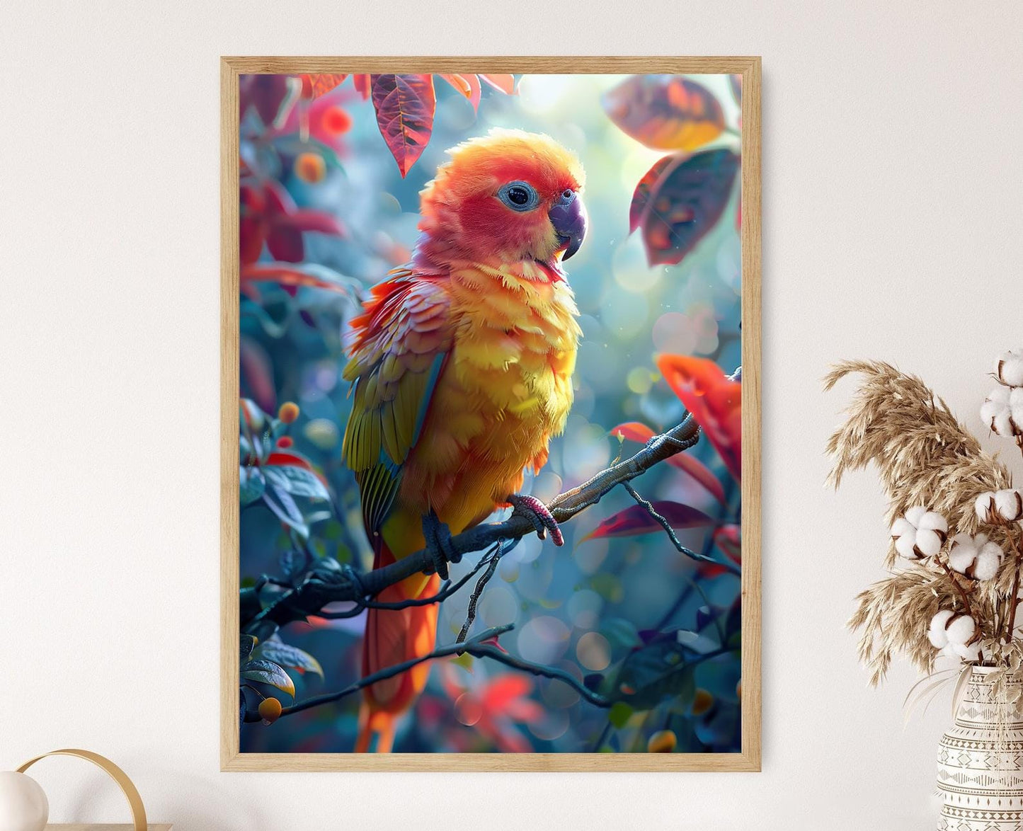 Affiche Oiseau Exotique – Illustration Colorée de Perroquet