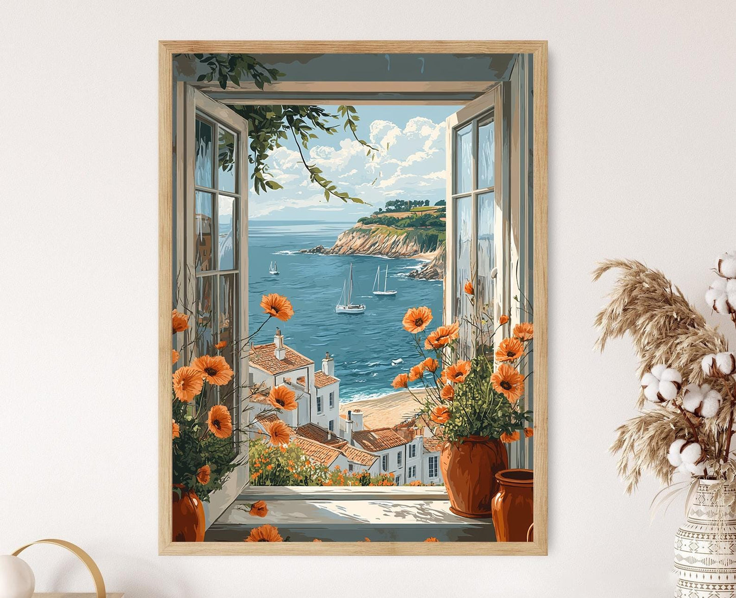 Affiche Aberystwyth – Poster Illustration de Fenêtre, Motifs Traditionnels Gallois