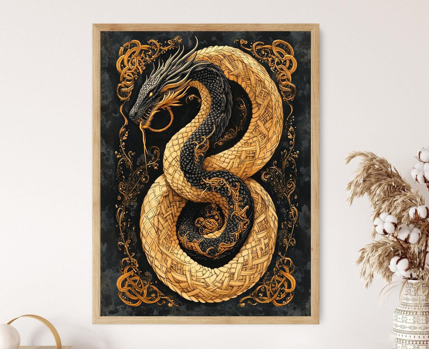 Affiche Bête Mythique Anglo-Saxonne – Poster Art Médiéval Inspiré de Sutton Hoo