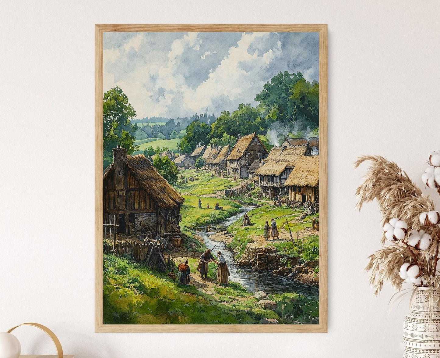 Affiche Village Anglo-Saxon – Poster Art de la Campagne Médiévale