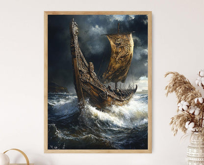 Affiche Viking – Poster Art Maritime Historique de Longship Anglo-Saxon