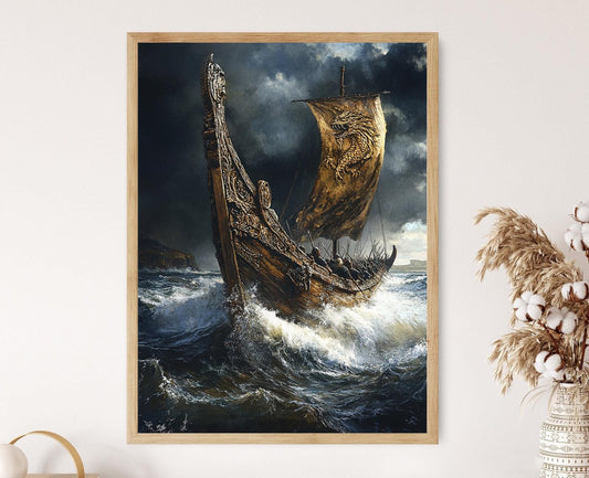 Affiche Viking – Poster Art Maritime Historique de Longship Anglo-Saxon