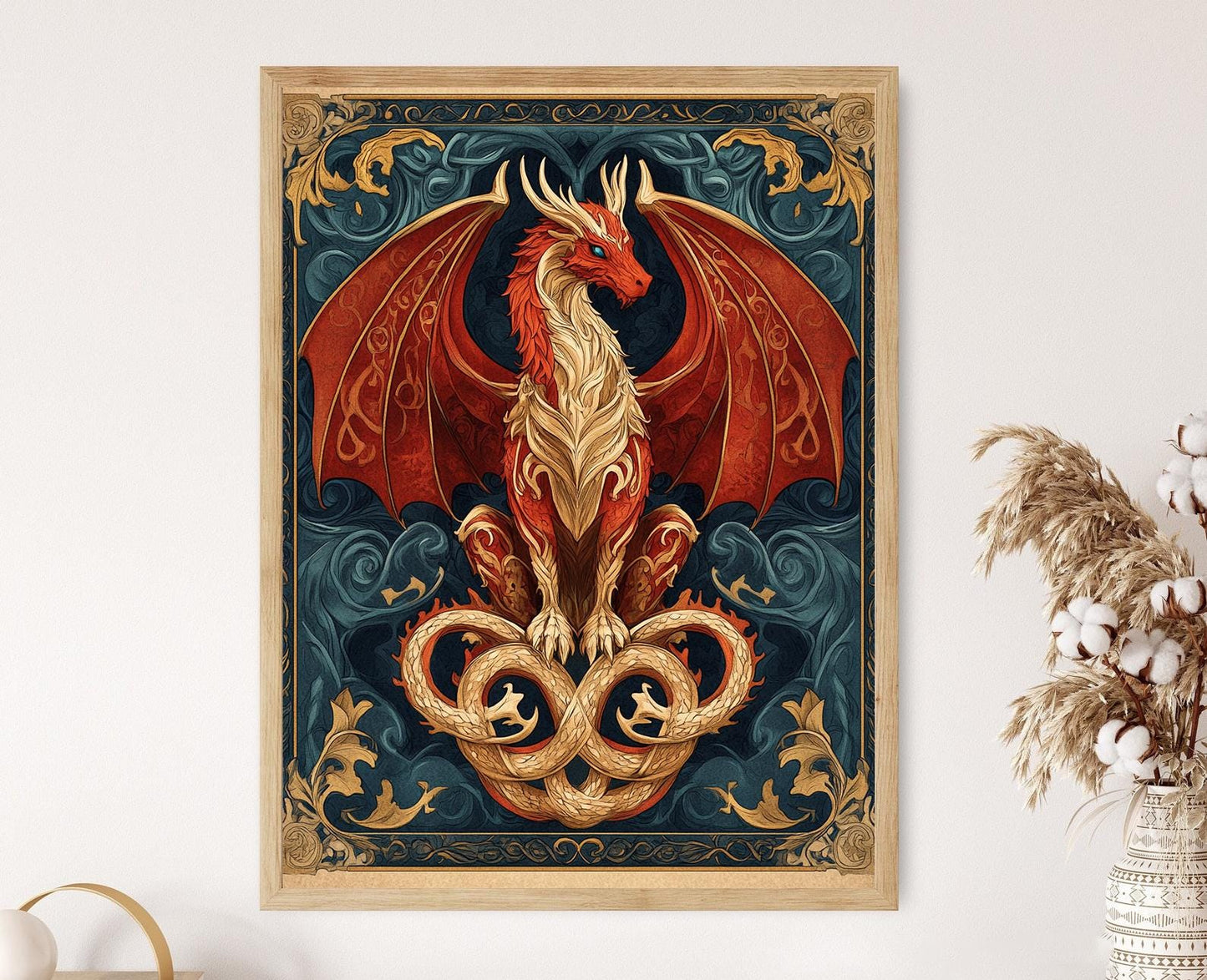 Affiche Manuscrit Illuminé Anglo-Saxon – Art Médiéval avec Créatures Mythiques