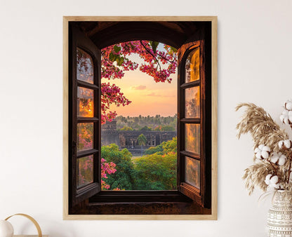 Affiche Pune, Maharashtra – Poster Shaniwar Wada et Fenêtres Bougainvilliers