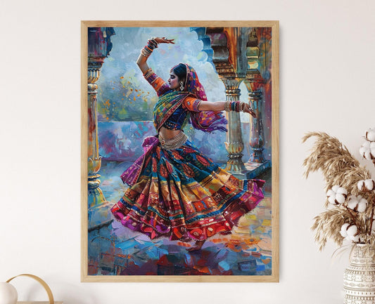 Affiche Danseuse Kathak – Impression Giclée Élégante en Art Mur Indien