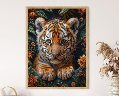 Affiche Tigre du Bengale – Poster Broderie Colorée et Animée