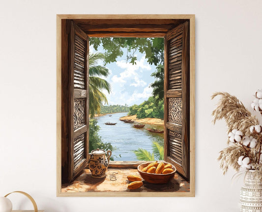 Affiche Fenêtre en Bois de Makurdi – Art Populaire Tiv du Nigeria